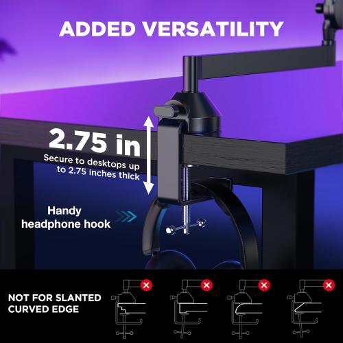 InnoGear Low Profile Mic Arm, 360° Rotatable Microphone Boom Arm Mic Stand for Fifine AM8 K669B Blue Yeti HyperX QuadCast SoloCast AT2020, with Mic Clip 3/8 to 5/8, 3/8 to 1/4 Adapter, Black