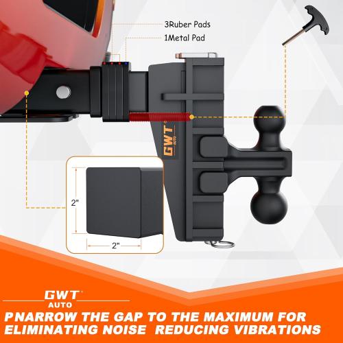 Dual-Ball Adjustable Trailer Hitch(2&2-5/16), Fits 2-Inch Receiver, 6 Inch Drop/Rise Drop Cushioned Hitch, 25,000 LBS GTW-Tow Hitch for Truck, Solid Ball Mount, Black, Heavy Duty