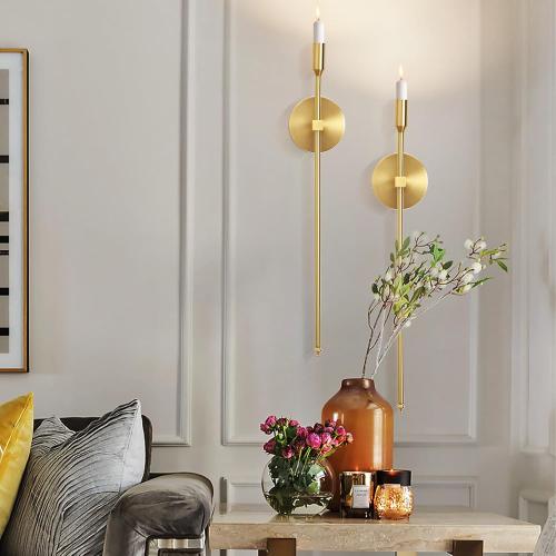Gold Candle Sconces Long Wall Candle Holder, Set of 2 Large Wall Candle Sconce Modern Chic Home Decor for Bedroom, Dining Room, Living Room 23