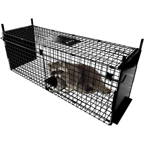 Animal Cage Trap 32 X 13 X 10 inch Double Door Animal Cage Trap Metal Trap Cage Humane Live Animal Trap for Rabbits, Stray Cat, Squirrel, Raccoon, Mole, Gopher, Opossum