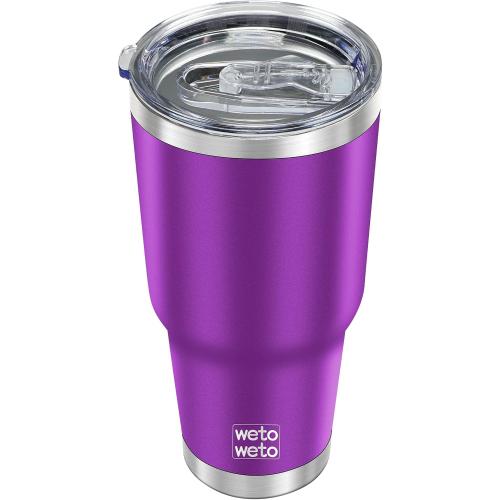 WETOWETO 30oz Tumbler, Stainless Steel Vacuum Insulated Water Coffee Tumbler Cup, Double Wall Powder Coated Spill-Proof Travel Mug Thermal Cup for Home Outdoor (Purple, 1 Pack)