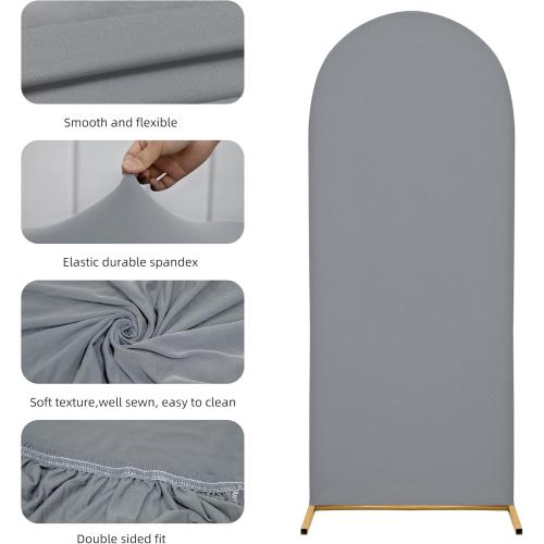 Arch Covers,Arch Backdrop Stand Fitted Cover for Wedding Birthday Party Ceremony Banquet Decoration(7.2FT&6FT,Smoky Grey,Cover Only)
