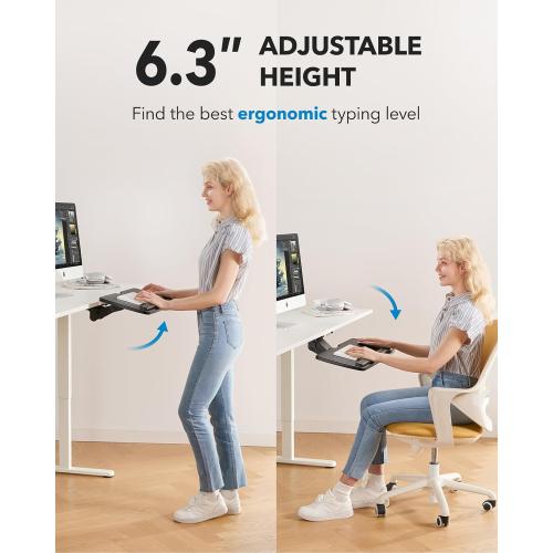 HUANUO Keyboard Tray Under Desk, 360 Adjustable Ergonomic Sliding Keyboard & Mouse Tray, Under Desk Keyboard Tray Slide Out, Keyboard Holder Under Desk for Typing in Home, Office Work, 25W x 9.84D