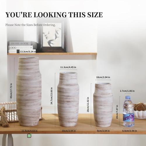 17 inch Extra Tall White Ceramic Vases for Centerpieces Farmhouse Living Room Floor, Boho Pampas Grass Vase for Fireplace Mantel Decor, Modern Minimalist Rusic Floor Vase for Organic Home Decor