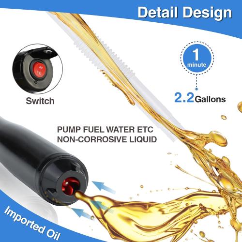Portable Power Battery Pump, Battery Powered Liquid Transfer Pump, 2.2 Gallons per Min, Water & Fuel Transfer Pump For Gasoline Diesel