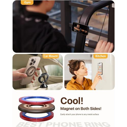 andobil [2025 Upgraded] Double-sided Magnetic Phone Grip for MagSafe [Sability Max] Strong Magnetic Phone Ring Holder Compatible with MagSafe Accessories, iPhone 16 Plus 15 14 13 12 Pro Max Mini Black