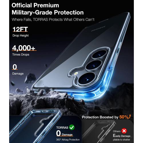 TORRAS Guardian Shockproof for Samsung Galaxy S25 Case, [12FT Military Grade Drop] Thin & Soft Touch for Samsung S25 Case, Transparent Protective Slim Case for Samsung S25, Diamond Clear