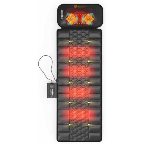 Massage Mat, Detachable Neck Massager, Full Body Vibration Heating, Massage Pad with 10 Vibrating Motors and 9 Speed Settings for Home Office Use, Gift for Men Women Parents Christmas,Black