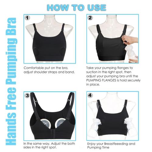 Hands Free Pumping Bra Hands-Free Breast Pump Bra Nursing Bras for Pumping Adjustable Breast-Pumps Holding and Nursing Bra (Black, Small)