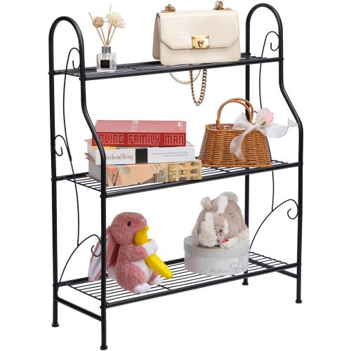 DOEWORKS 3 Tier Metal Plant Stand, Plant Display Rack,Stand Shelf, Pot Holder for Indoor Outdoor Use, Black