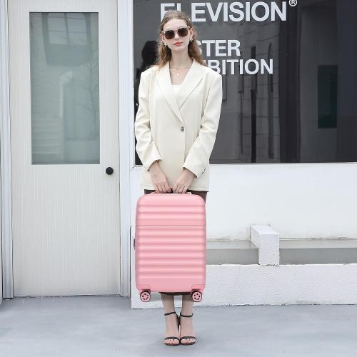Kono Airline Approved Carry On Luggage, 22x14x9 inches, with TSA Lock, 20 Inch Expandable Lightweight Hardshell Suitcase (Pink, Suitable for 1-3 Days of Travel) ❗MISSING EXTENDING HANDLE❗
