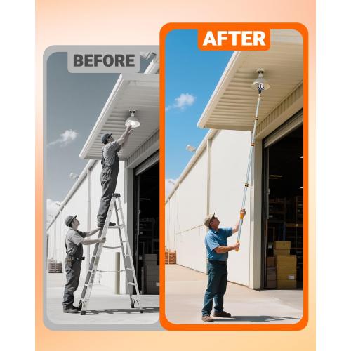Light Bulb Changer Pole Kit 3 FT to 20 FT Telescoping Extension Pole with 2 Baskets and Suction Cup for High Ceilings and Recessed Lights Lightbulb Tool Removal Changing