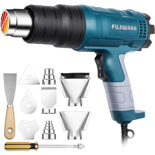 Heat Gun Kit 2000W with Dual-Temperature 5 Nozzles,Hot Air Gun 122ᵒF-1022ᵒF Heating in Seconds for DIY Shrink PVC Tubing/Wrapping/Crafts,Stripping Paint (2000W 2 Gears Temp Setting)