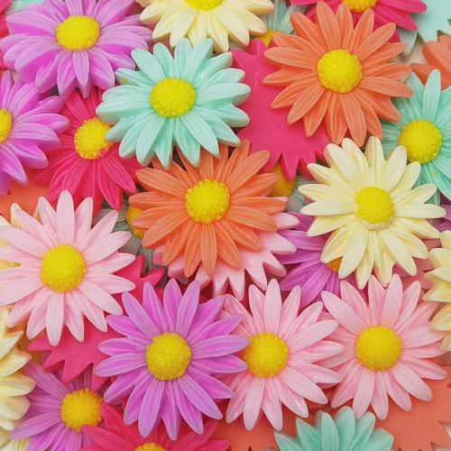 Chenkou Craft Random 100pcs Mix Color Lovely Daisy Flower Flatback Resin Charms Hair Clip Hairpin DIY Craft Jewelry Phone Decoration (Mix, 27mm(1 1/16))