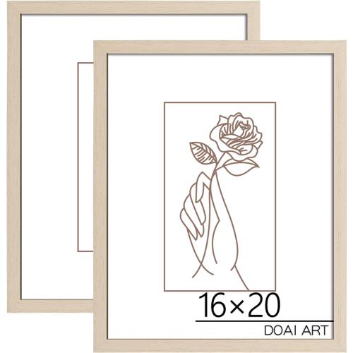 2Pack Oak 16x20 DOAI ART Poster Frames, Woodgrain 16 x 20 Picture Frames for Horizontal or Vertical Wall Mounting, Scratch-proof Safe and Artistic Large Photo Frame Wall Art