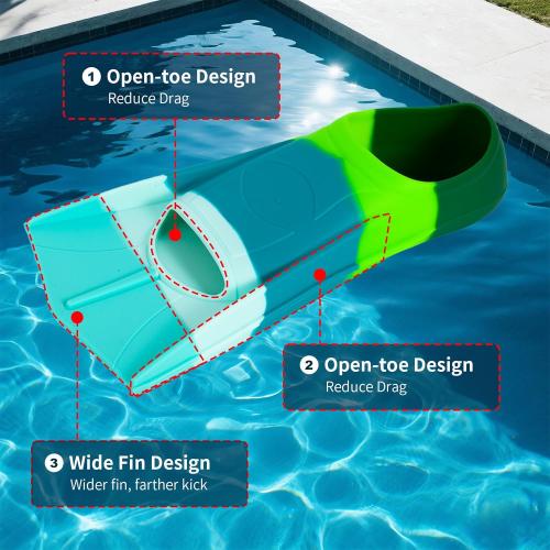 Kids Swim Training Fins, Soft Solicone Swimming Flippers, Comfortable Short Fins for Children Boys Girls and Beginners red ♥️ and blue ?