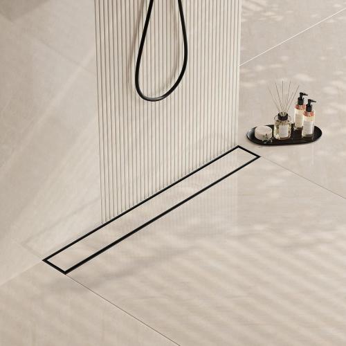 Neodrain 48 in Matte Gold Linear Shower Drain with 2-in-1 Flat & Tile Insert Cover, 304 Stainless Steel Rectangle Shower Floor Drain,Floor Shower Drain