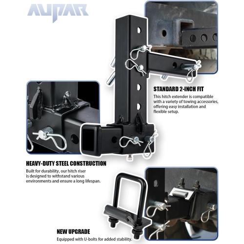 Patented Design Hitch Riser | Adjustable Trailer Hitch Extension | 4-10 Drop/Rise Hitch Adapter with 5000 lbs Horizontal Load Capacity