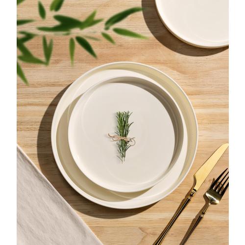 TheTerra Ceramic Dinnerware Sets for 4, 12 Pieces Porcelain Lightweight Plates and Bowls Sets, Scratch Resistant Dish Set, Oven & Microwave & Dishwasher Safe, Beige