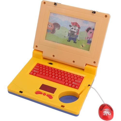 RiToEasysports Kids Learning Laptop, Plastic High Simulation Educational Toddler Learning Computer Toy with (Yellow Retractable Mouse) Electronic Toy