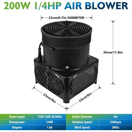 Size 1/4 HP Wacky Waving Inflatable Tube Guy Air Blower, 200W Inflatable Tube Man Blower Fan, Fits 9 Diameter Inflatable Dancer