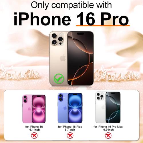 Hython for iPhone 16 Pro Case Glitter, Clear Glitter Sparkly Shiny Bling Sparkle Cute Cover, Anti-Scratch Soft TPU Thin Slim Fit Shockproof Protective Phone Cases for Women Girls, Clear Glitter