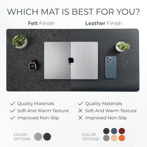 Nordik Large Felt Desk Mat - Charcoal - 35 x 17 inch - Full Desk Keyboard Mat - Computer Desk Mat for Keyboard and Mouse Pad - Desktop Mat - Large Felt Desk Pad