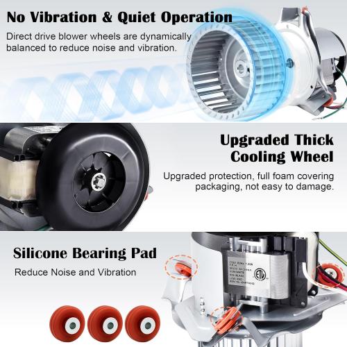 Hiorucet 326628-761 Inducer Motor Kits, Furnace Draft Inducer Motor Assembly Parts for Carrier Bryant Payne 326628-761 326628-711 3266828-701, Packard 66761 with Blower Wheel, Mounting Bracket, Gasket