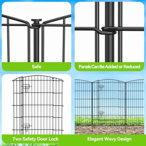 INJOPEXI Decorative Garden Fence 6 Panels 13ft (L)×36in (H) Animal Barrier Fences with 5 Panels   1 Gate, No Dig Garden Fencing Rustproof Metal Wire Temporary Rabbit Dog Fence for Patio Outdoor Yard