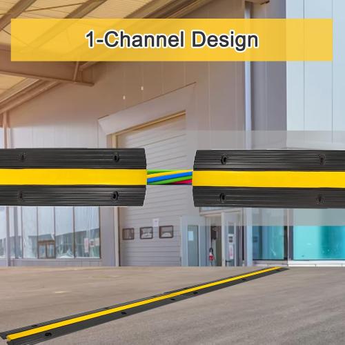 CXRCY Cable Protector Ramp 4 Pack of 1-Channel Rubber Hose Ramp, 22046Lbs Capacity Heavy Duty Speed Bumps Hose Cord Protector Ramps for Driveway&Outdoor/Wire/Hose/Pipe Hider