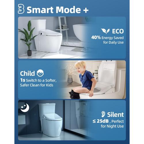 Electric Bidet Toilet Seat, Heated Toilet Seat Elongated with Instant Warm Water & Dryer, Feminine & Front Rear Wash, Wireless Remote, Self-Clean Nozzle, Slow Close Lid, Upgraded Silent ECO Child Mode