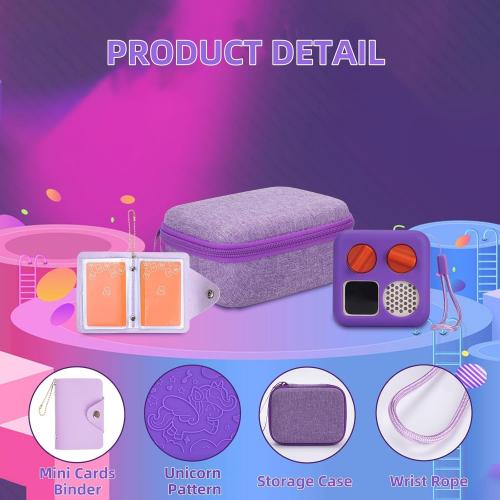 YouKnow Hard Case and Silicone Cover for Yoto Mini Player, Kids Audio Music Accessory with Card Case Holder for up to 10 Cards (Purple)
