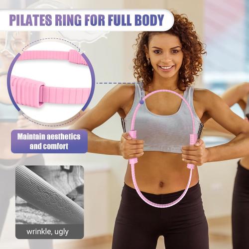 Pilates Ring, 13.5/12 Silicone Magic Circle with Training Poster & Portable Bag, Pilates Ring Circle for Inner Thigh Workout, Yoga, Lose Weight & Physical Therapy for Women