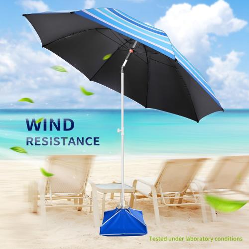 Fisqueen 8FT Large Beach Umbrella with Wind Resistance Sand Anchor Sand Bag, Portable Outdoor Umbrella with UPF50  UV Protection, Tilt Sun Shelter for Beach, Patio, Yard