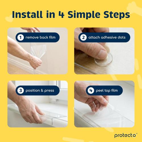 PROTECTO 2-Pack Window Sill Protector from Dogs 35.5 x 5.1 Clear Window Guards from Cats Scratching, Chewing & Clawing | Keep Your Sills Smooth & Paws Safe | Ultra Strong Window Sill Cover Protection