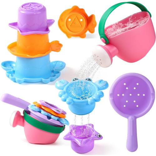 Fajiabao Baby Bath Toys for Kids Ages 1-3 Toddler Bath Toys Mold Free for 2-4 Bathtub Sand Beach Pool Water Toys for 1  Year Old Girl Gifts 5 PCS (Color Random)