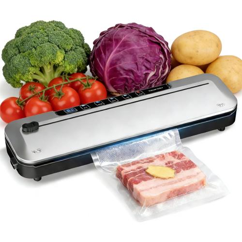 75KPa Vacuum Sealer  10 Bags, Cutter, 6-in-1 Modes & Timer (Silver)
