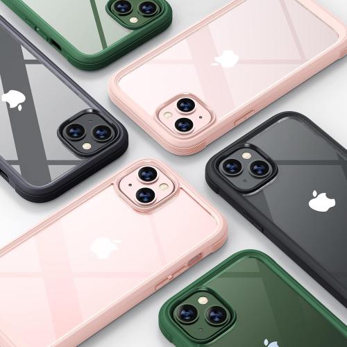 Diaclara Designed for iPhone 13 Case, Full Body Rugged with Built-in Touch Sensitive Anti-Scratch Screen Protector, Soft TPU Bumper Case for iPhone 13 6.1 (Green and Clear)