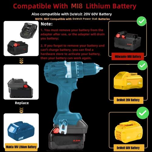 for Milwaukee to for Makita Battery Adapter (for M18 Battery Work for Makita 18V Tool)
