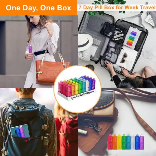 Monthly Pill Organizer, CAidRE 30 Day Pill Organizer 2 Times a Day, One Month Pill Box Organizer AM PM, Weekly Pill Holder for Fish Oil, Vitamins, Supplements