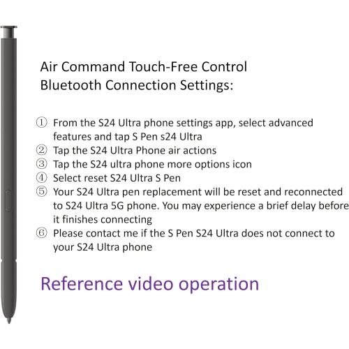 Galaxy S24 Ultra S Pen [WithBluetooth |4096 Pressure Sensor ] Replacement for Samsung Galaxy S24 Ultra 5G All Versions Touch Stylus Pen with 5xTips/Nibs (Black)