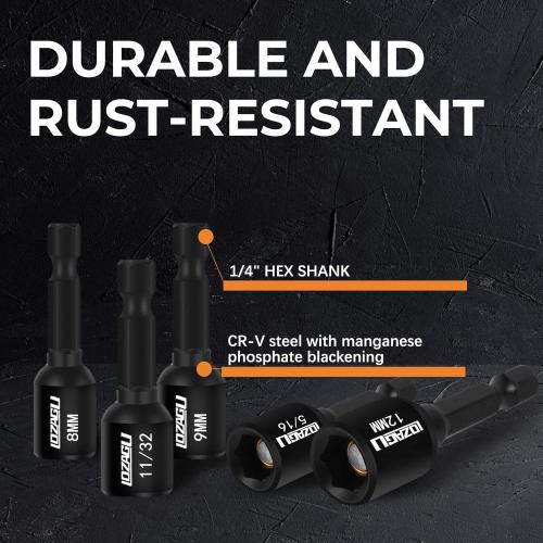 17PCS Magnetic Nut Driver Set | SAE and Metric | Premium Impact Power Hex Nut Driver Drill Bit Master Kit | 1/4 Inch Hex Shank | Cr-V Steel (17PCS Magnetic Nut Driver (Short))