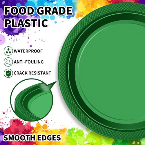 120 PCS Green Plastic Plates, 7 Inch Disposable Dessert Plates for Party Heavy Duty Plastic Dinnerware Sets for Wedding Easter Picnic BBQ (Green, 7) (2 pack)