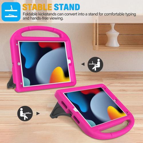 SUPLIK Kids Case for iPad 9th/8th/7th Generation - iPad 10.2 inch 2021/2020/2019 Case with Built-in Screen Protector, Durable Shockproof Handle Stand Kids Cover for Apple iPad 7/8/9 Gen, Pink