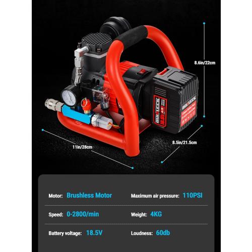 Ultra Quiet Cordless Air Compressor Compatible with for Makita Battery,Portable Air Compressor Oil Free 18V 18.5V 21V,60dB,Small Lightweight Universal for Woodwork Nailing Car Pneumatic Tool