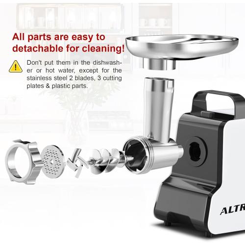 Electric Meat Grinder, 2300W Max, Heavy Duty Sausage Stuffer with 2 Blades, 3 Grinding Plates, Sausage Tube & Kubbe Kit, Home Kitchen Meat Mincer with Handle (Black/white )***