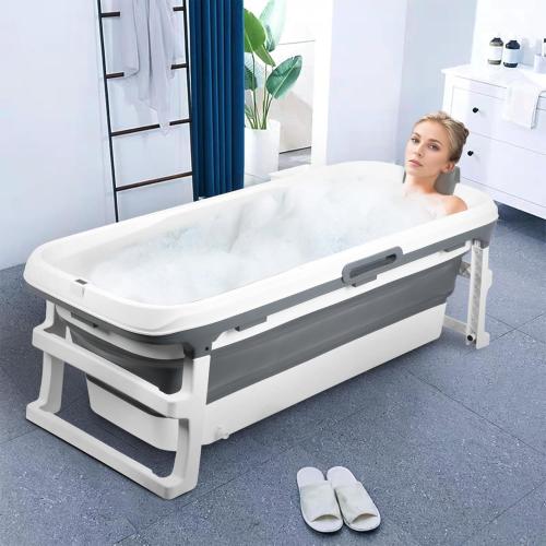 Elderflower and Berries 59 inch Foldable Bathtub, Large Collapsible Tub, Freestanding Surround Collapsible Bathtubs, Effortless Folding Bathtub with Massage Board, Thermometer & Thermal Cover, Portable Bathtubs for Adults