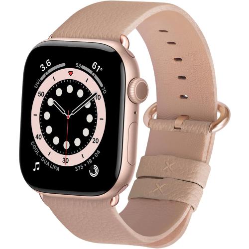 Fullmosa Leather Bands Compatible with Apple Watch Band 42mm 41mm 40mm 38mm for Women Men, Top Grain Genuine Leather Strap for iWatch Series 11/10/9/8/7/6/5/4/3/2/1,SE3/2/1, Beige/Rose Gold