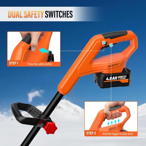 Snow Shovel Cordless, 20V | 10 Inch Electric Snow Blower with 2 X 4.0Ah Replaceable Batteries & Charger Up to 50 Mins, Battery Operated Snow Blower with Adjustable Front Handle, Lightweight