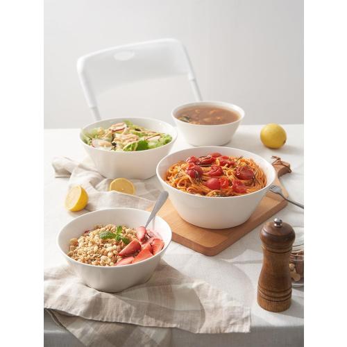 DOWAN 32 OZ Large Soup Bowls Set of 4 - White Ceramic Bowls for Kitchen, Deep Bowls for Cereal, Salad, Pasta, Fruits, Ramen, Dishwasher & Microwave Safe